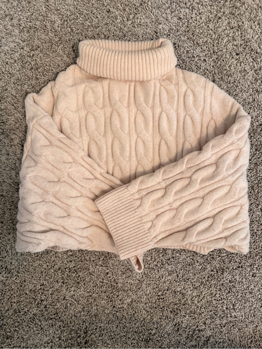 Cozy Cable-Knit Turtleneck Sweater - Cream